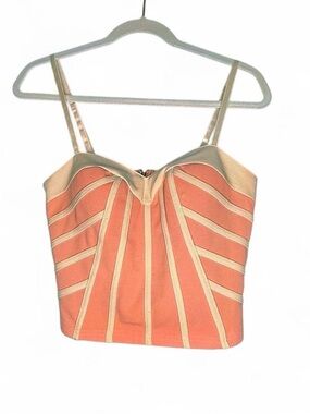 Entry Peach & Cream Bustier Crop Top. Size Medium.